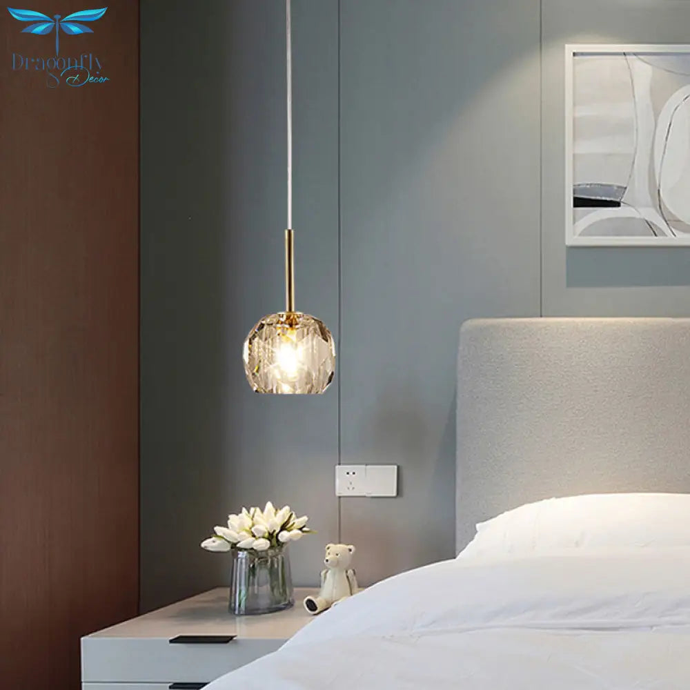 Nordic Crystal Hanging Light Bedroom Bedside Chandelier For Dining Room Living Fixture Pendant