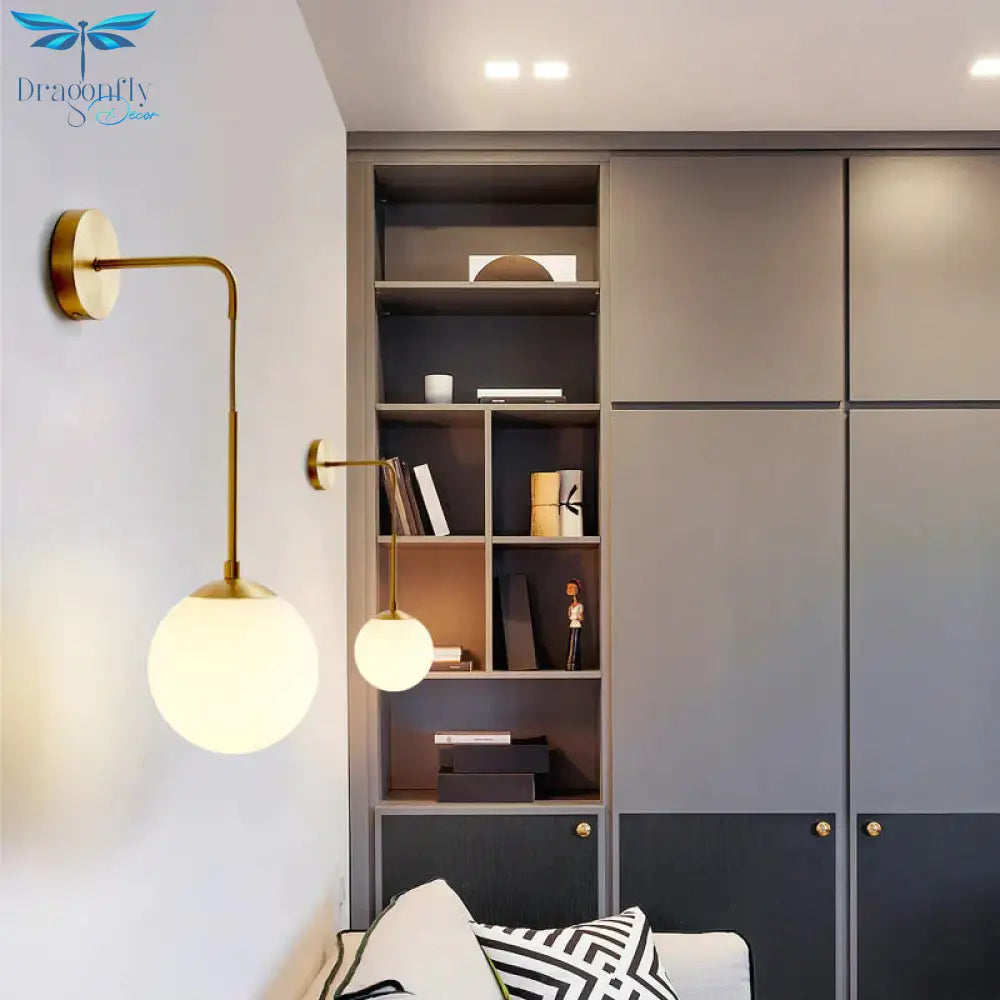 Nordic Design Led Bedroom Bedside Brass Copper Wall Lamp Modern Creative Living Room Dining Floor