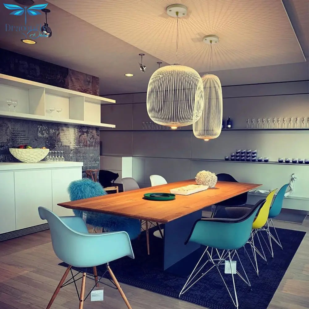 Nordic Foscarini Spokes Chandelier Art Iron Bird Cage Led Creative Villa Lobby Living Dining Room