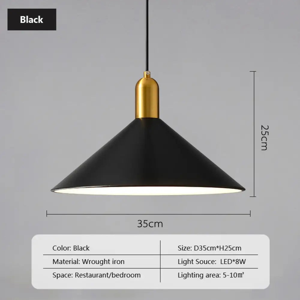Nordic Iron Lampshade Pendant Light: Modern Hanging Lamp For Home Decor Cafe Bar Restaurant Balck /
