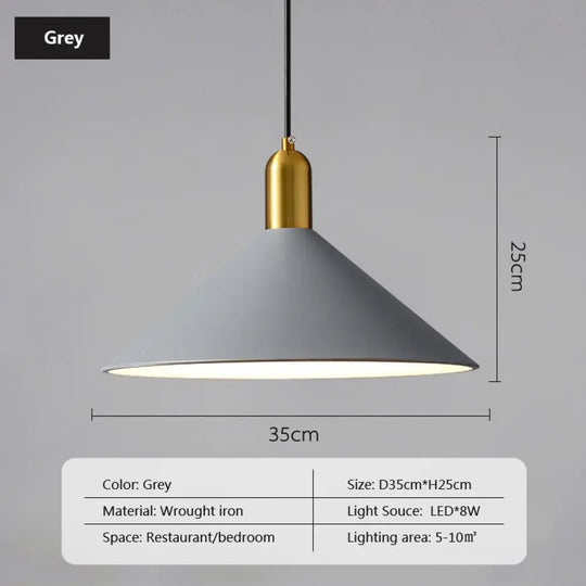 Nordic Iron Lampshade Pendant Light: Modern Hanging Lamp For Home Decor Cafe Bar Restaurant Grey /