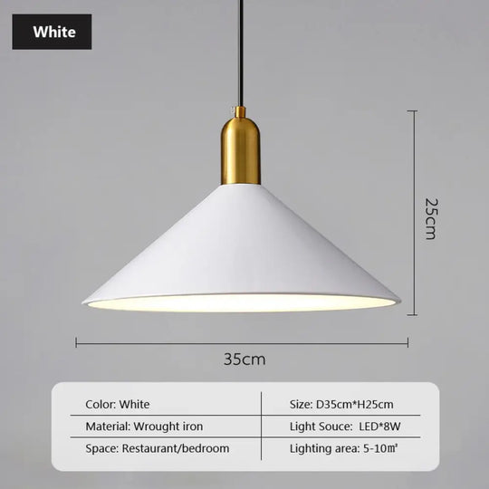 Nordic Iron Lampshade Pendant Light: Modern Hanging Lamp For Home Decor Cafe Bar Restaurant White /