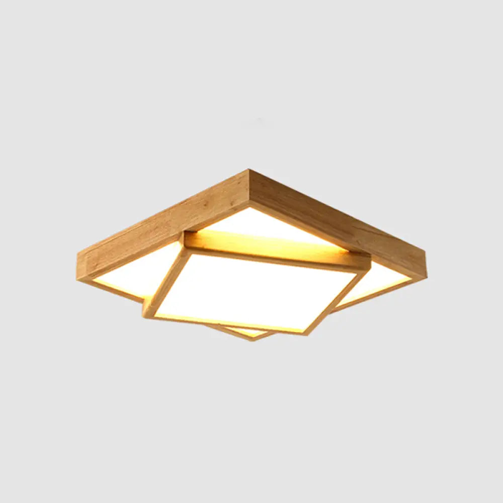 Nordic Led Acrylic Ceiling Mounted Lamp For Bedroom - Wood 2 - Tiered Flush Light Fixture / 19’