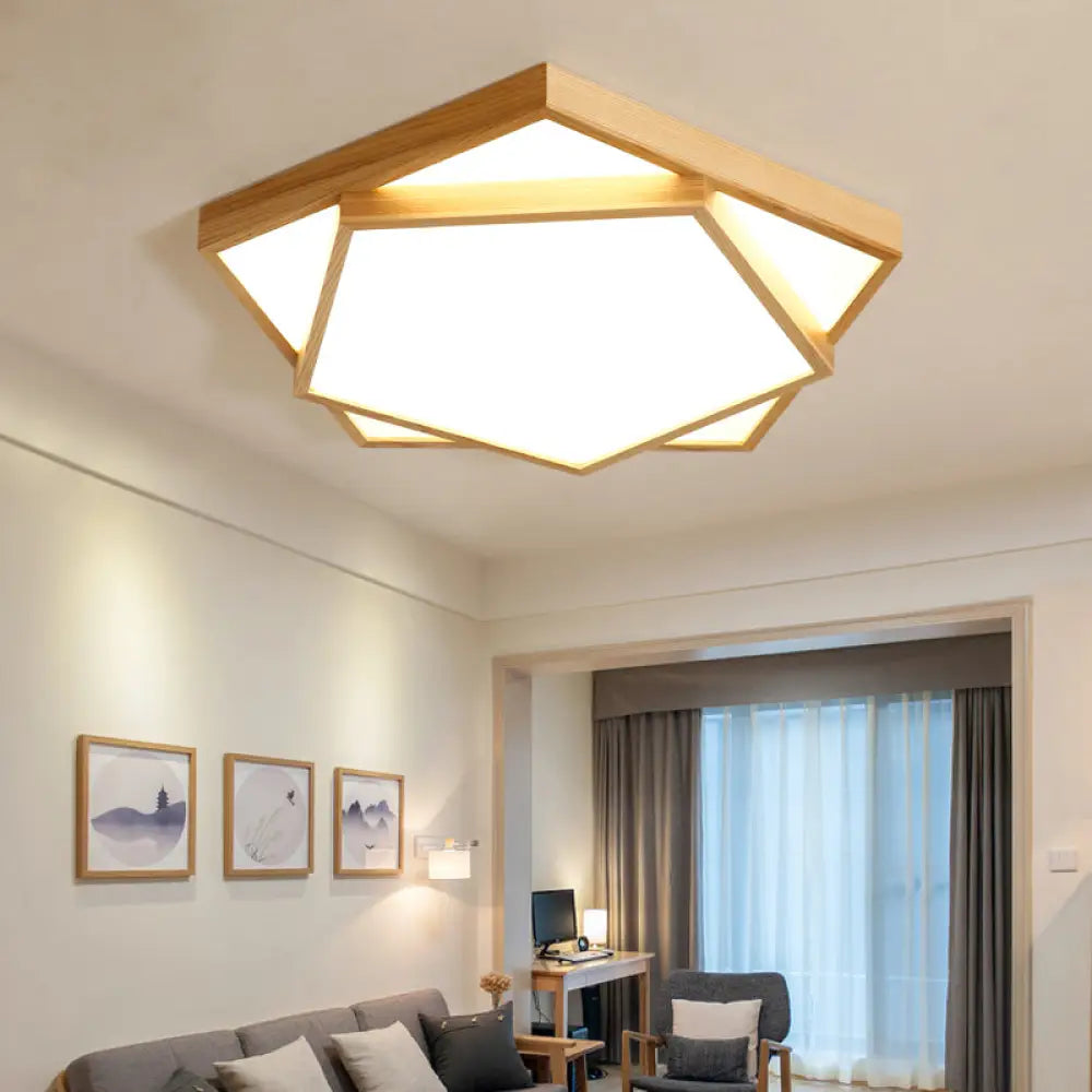 Nordic Led Acrylic Ceiling Mounted Lamp For Bedroom - Wood 2 - Tiered Flush Light Fixture / 25.5’