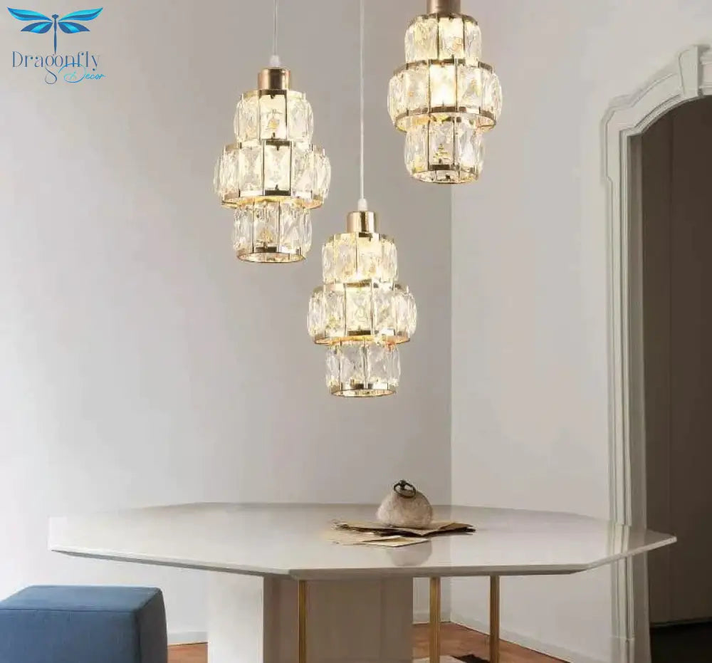 Nordic Led Pendant Lights Crystal Gold Hanging Lamp For Dining Table Bar Kitchen Living Room