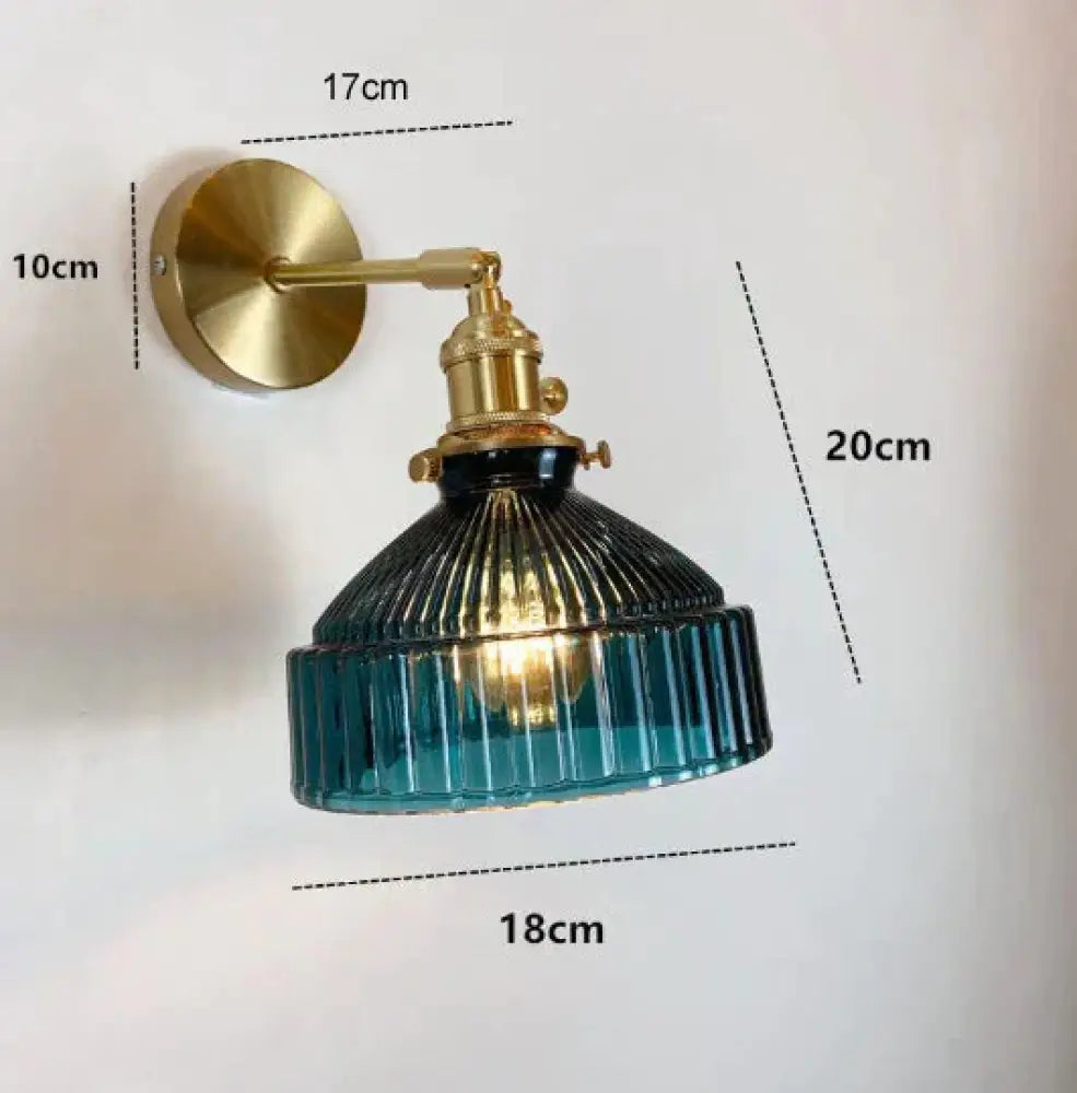 Nordic Literature And Art Fresh Bedroom Glass Brass Copper Wall Lamp Dark Green / No Light Source