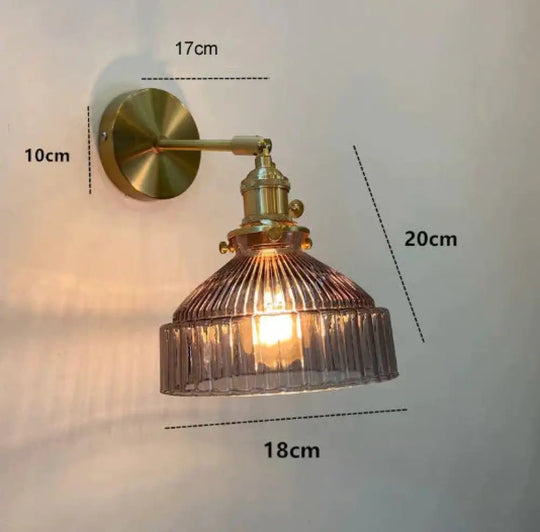 Nordic Literature And Art Fresh Bedroom Glass Brass Copper Wall Lamp Gray / No Light Source