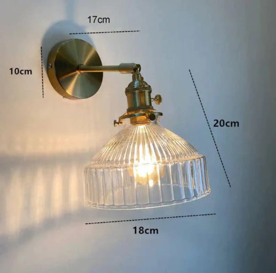 Nordic Literature And Art Fresh Bedroom Glass Brass Copper Wall Lamp Transparent / No Light
