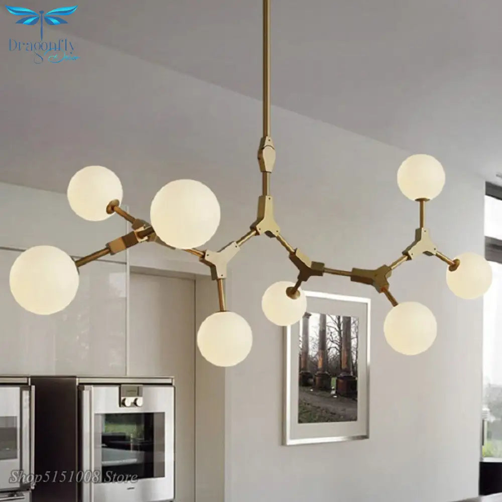 Nordic Living Room Chandelier Lighting Modern Art Dinning Room Bedroom Iron Tree Stick Hanging