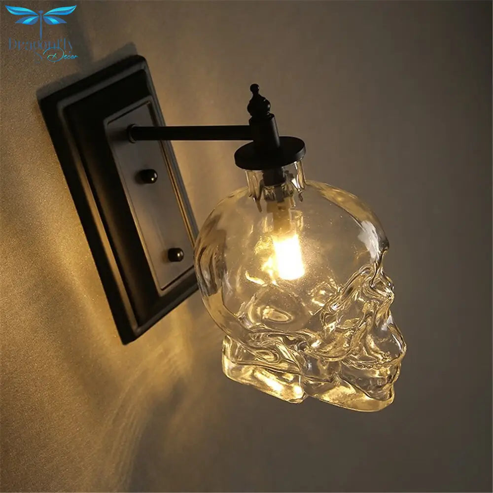 Nordic Loft Industrial Light Designer Retro Skull Glass Wall Lamp Vintage Bracket Lights Corridor