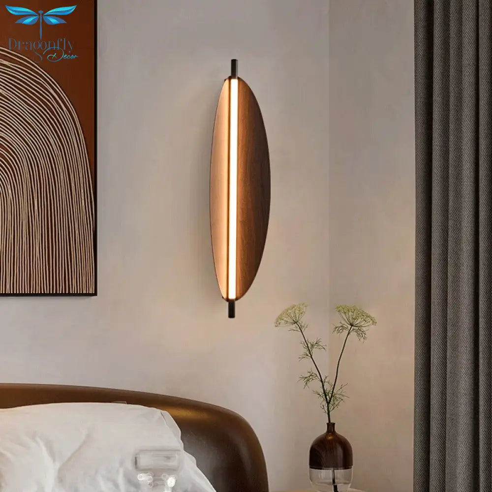 Nordic Long Strip Living Room Wall Lamp Japanese Wood Grain Decoration Sconce Simple Bedroom