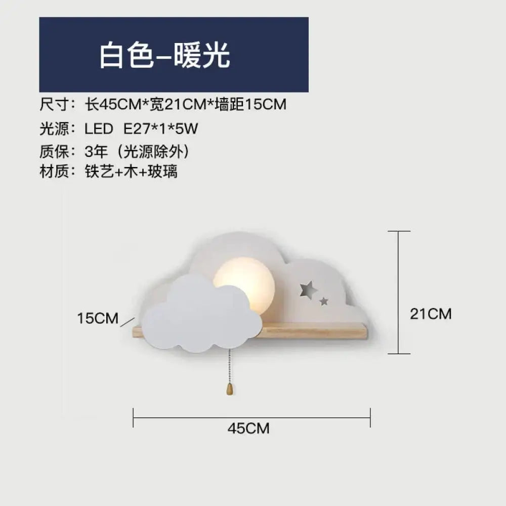 Nordic Macaron Led Cloud Glass Wall Lamps For Children Room White Lamp