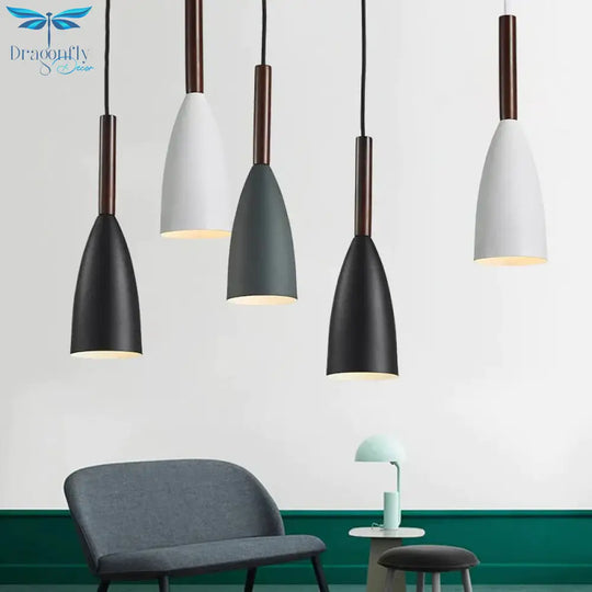 Nordic Minimalism Droplight E27 Aluminum Wood Pendant Lights Home Restaurant Decor Lighting Lamp