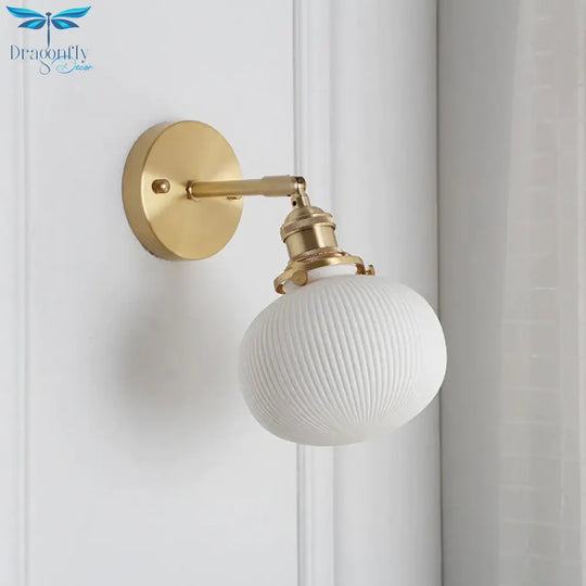 Nordic Minimalist Bedroom Bedside Bathroom Copper Wall Lamp Lamps