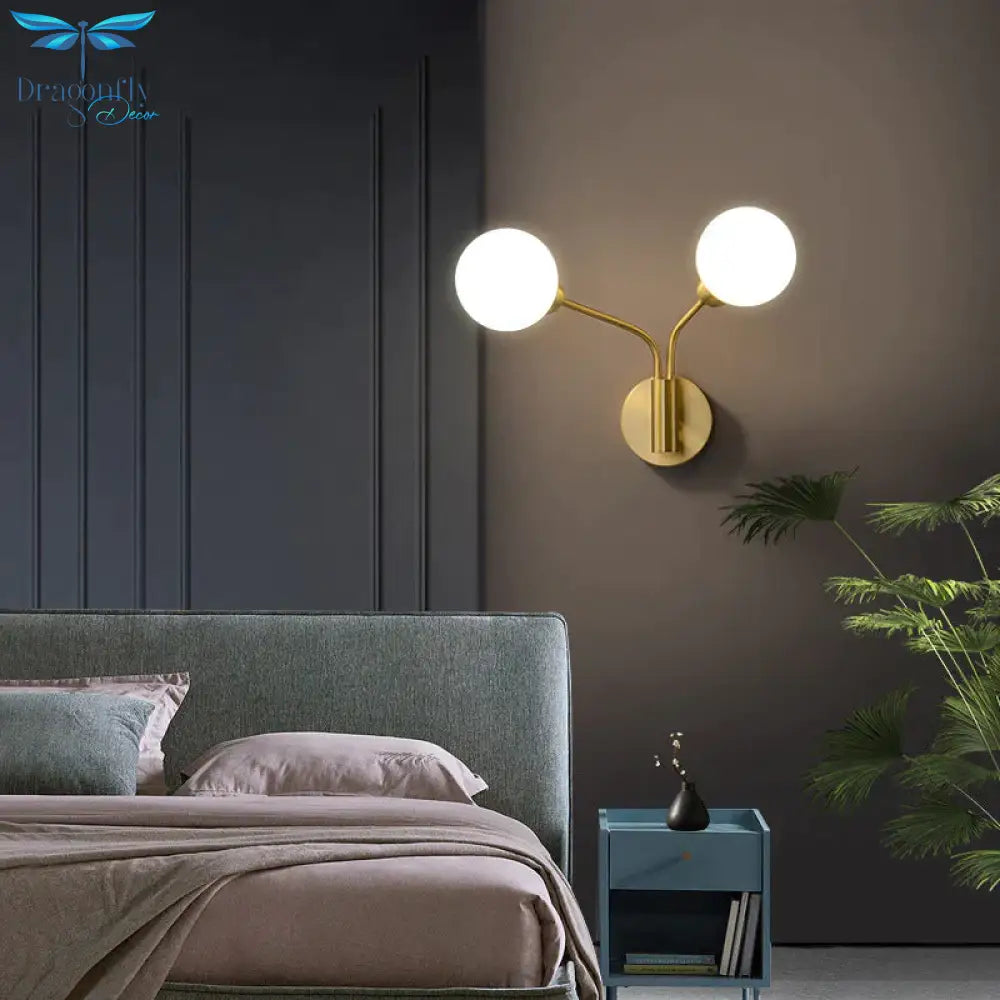 Nordic Minimalist Bedroom Bedside Light Corridor Aisle Full Copper Wall Lamp Lamps