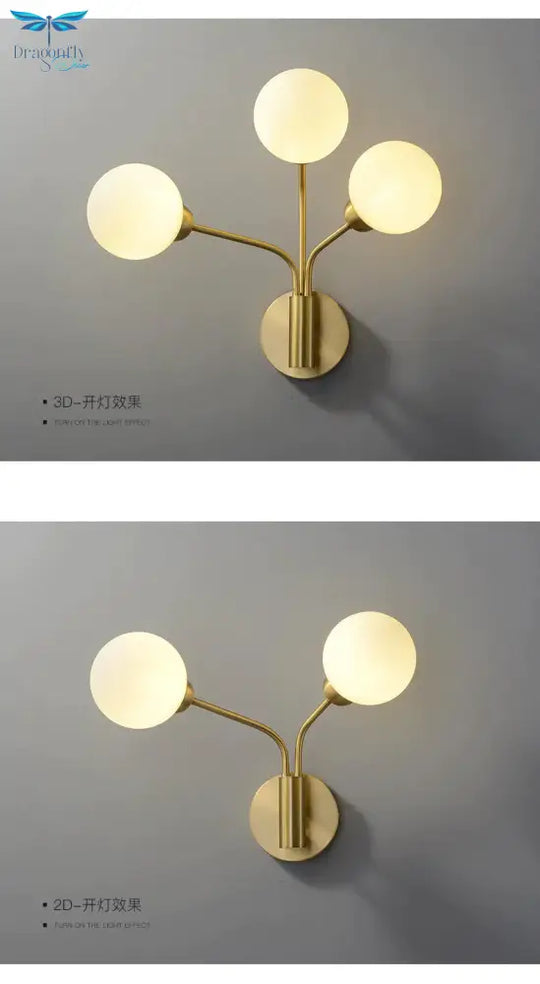 Nordic Minimalist Bedroom Bedside Light Corridor Aisle Full Copper Wall Lamp Lamps