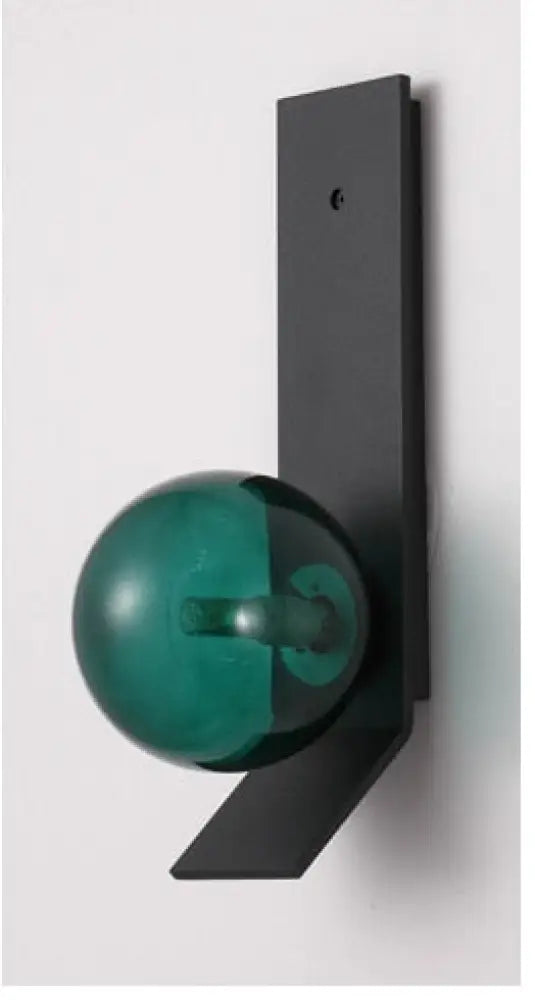 Nordic Minimalist Dark Green Soot Glass Bedroom Bedside Wall Lamp B