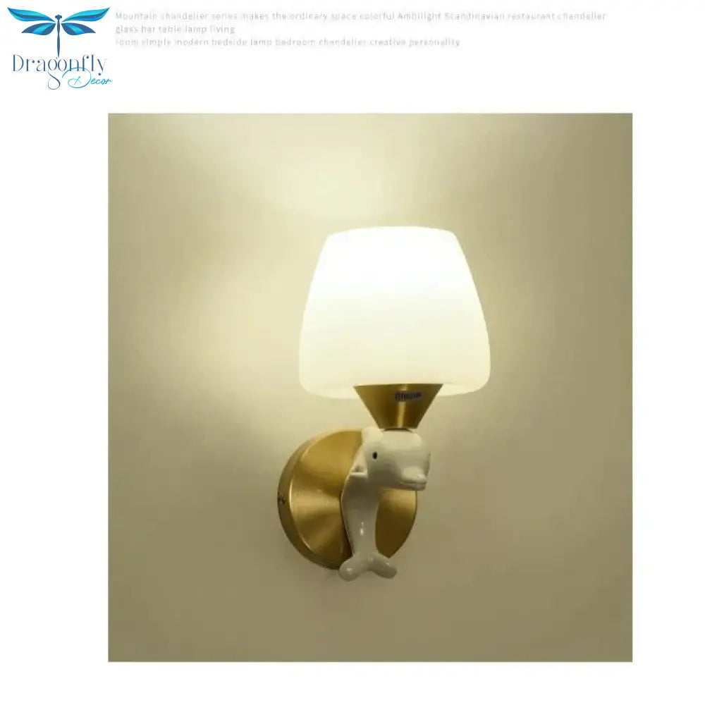 Nordic Minimalist Dolphin Bedside Copper Wall Lamp Lamps