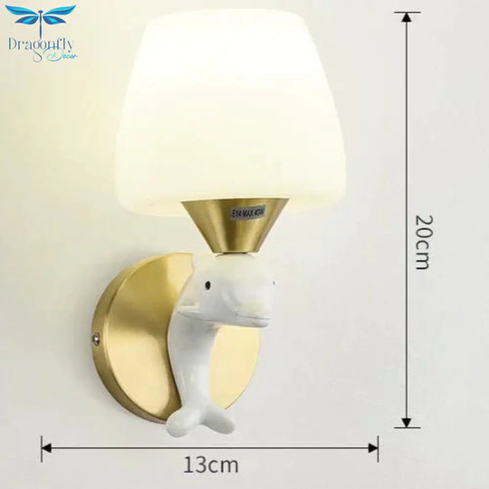 Nordic Minimalist Dolphin Bedside Copper Wall Lamp Lamps