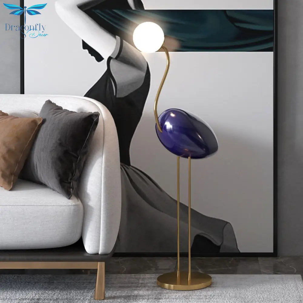 Nordic Minimalist Flamingo Glass Shade Led Floor Lamp - Stylish Living Room And Bedroom Lighting