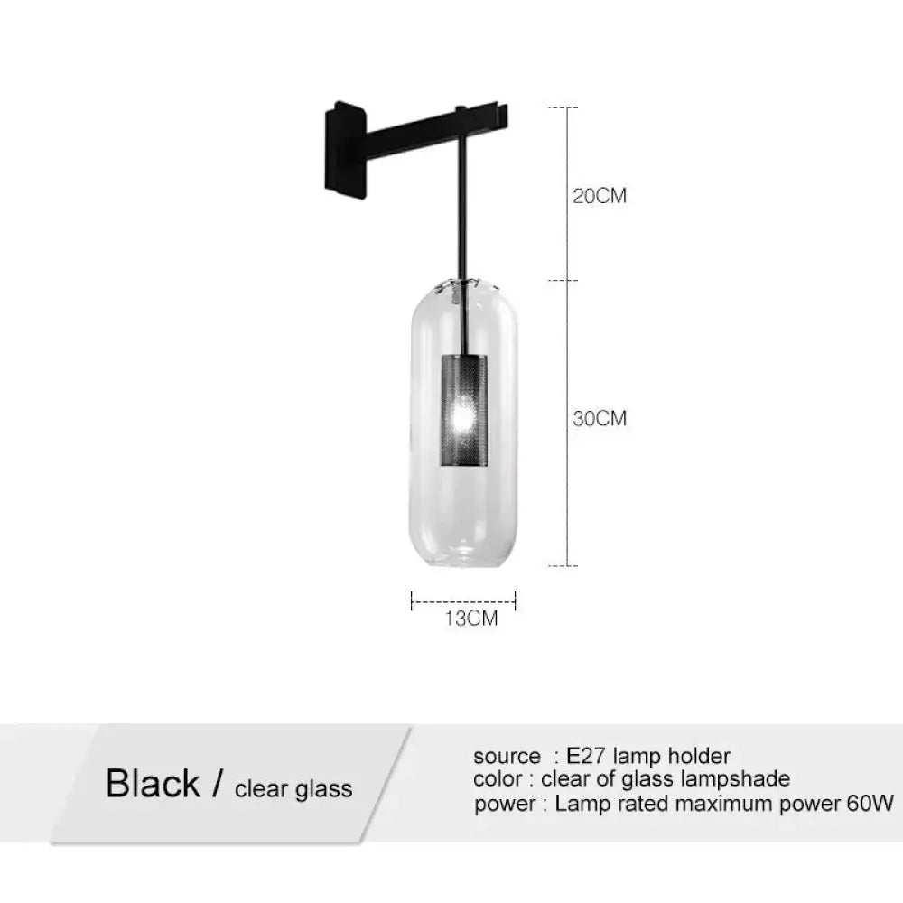Nordic Modern Decor Glass Lampshade For Bedroom Study Room Stairs Art Wall Lamp Black Clear Glass /