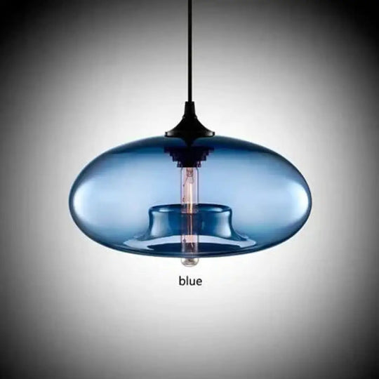 Nordic Modern Hanging 7 Color Glass Pendant Light Blue