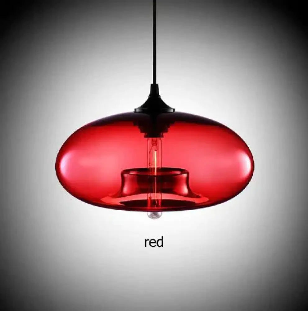 Nordic Modern Hanging 7 Color Glass Pendant Light Red