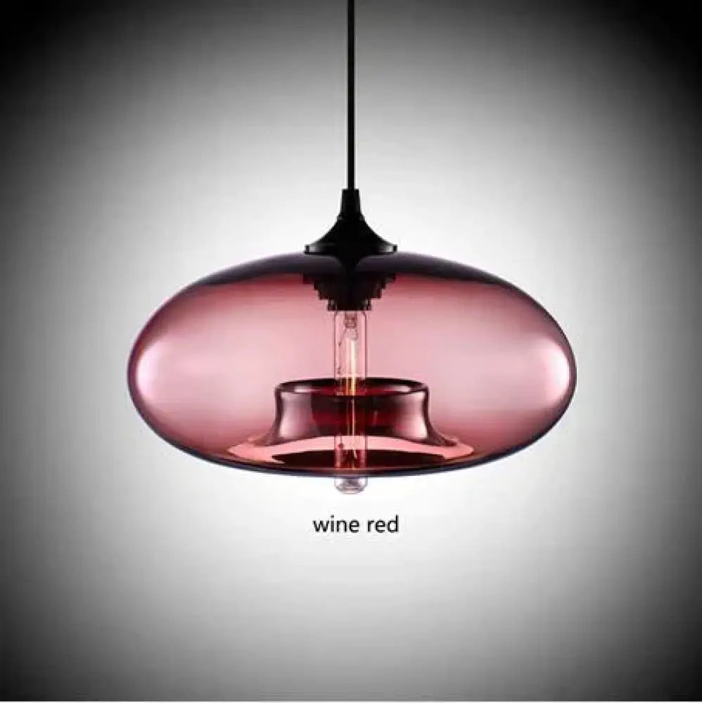 Nordic Modern Hanging 7 Color Glass Pendant Light Wine Red