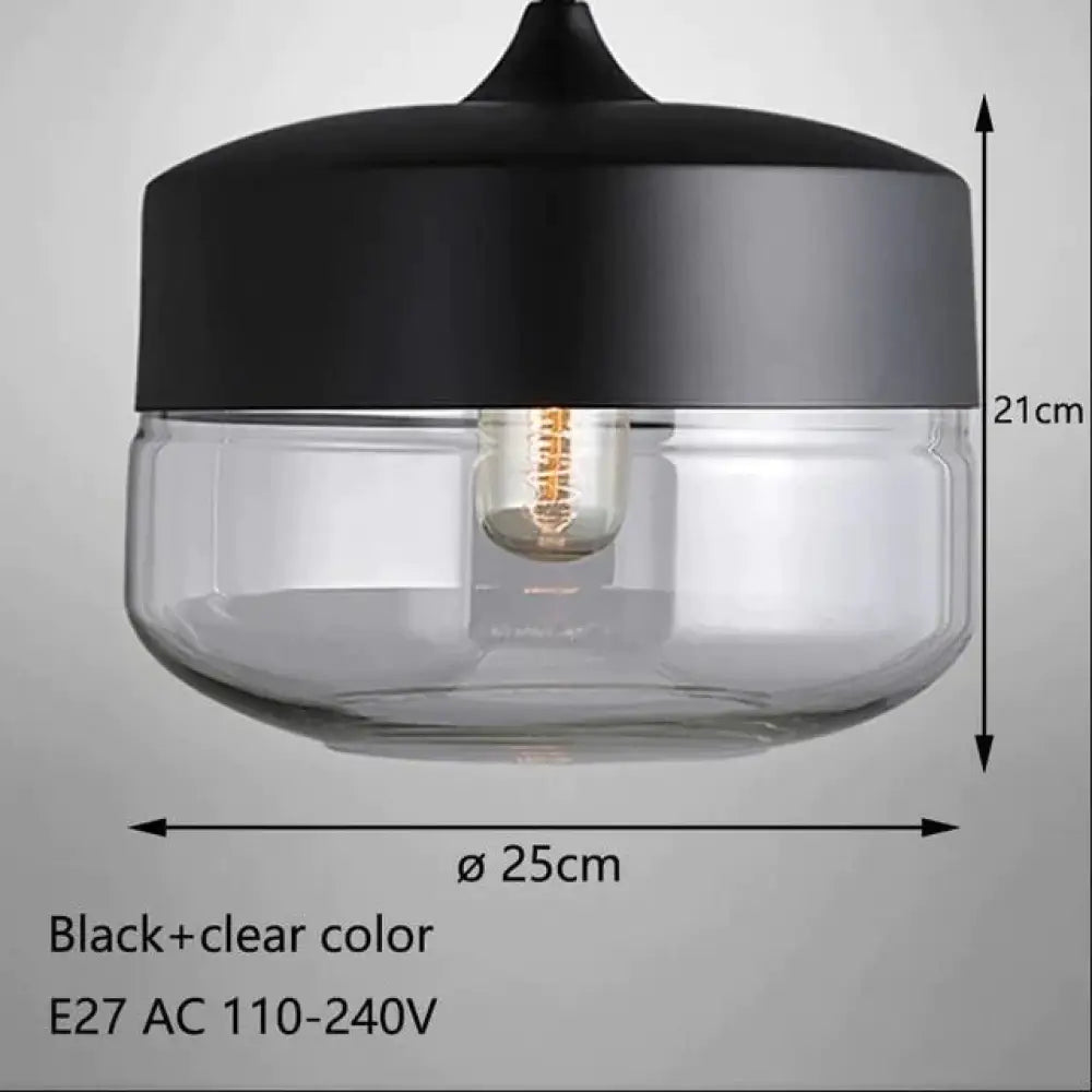 Nordic Modern Loft Hanging Glass Pendant Light For Kitchen Bar Living Room Bedroom Black And Clear 1