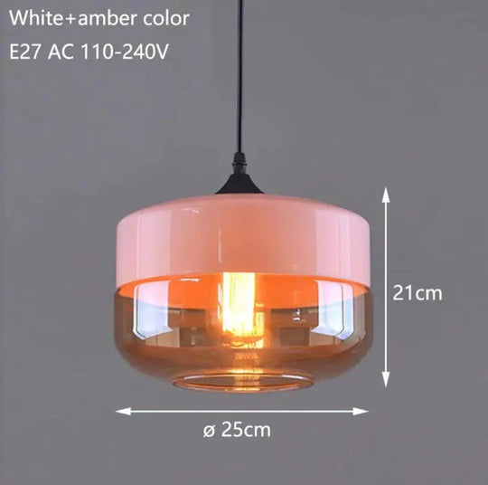 Nordic Modern Loft Hanging Glass Pendant Light For Kitchen Bar Living Room Bedroom White And Amber 1