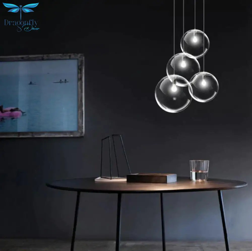Nordic Modern Minimalist Glass Ball Pendant Lamp Single-Head Restaurant Bar Light E27