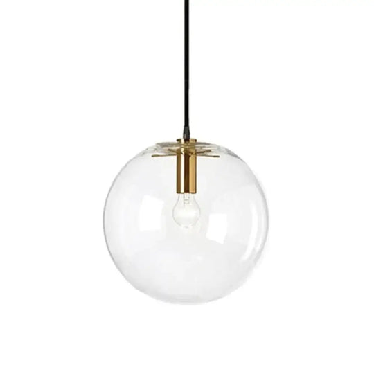 Nordic Modern Minimalist Glass Ball Pendant Lamp Single-Head Restaurant Bar Light E27 Gold / Dia