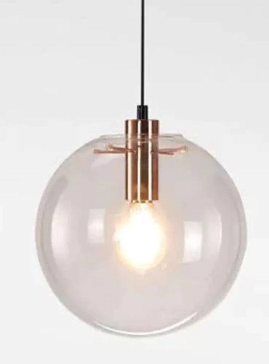 Nordic Modern Minimalist Glass Ball Pendant Lamp Single-Head Restaurant Bar Light E27 Rose Gold /