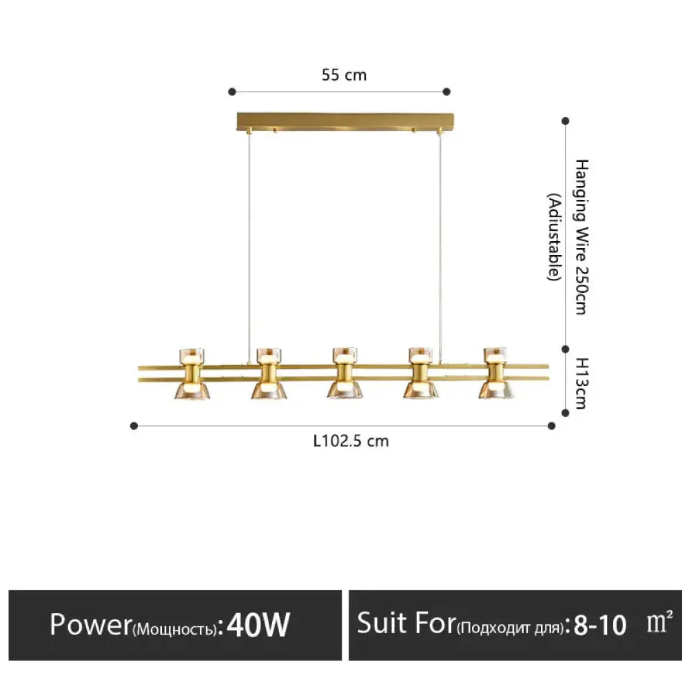 Nordic Modern Minimalist Light Luxury Bar Led Strip Lamp Kitchen Island Table Light Fixture Gold -