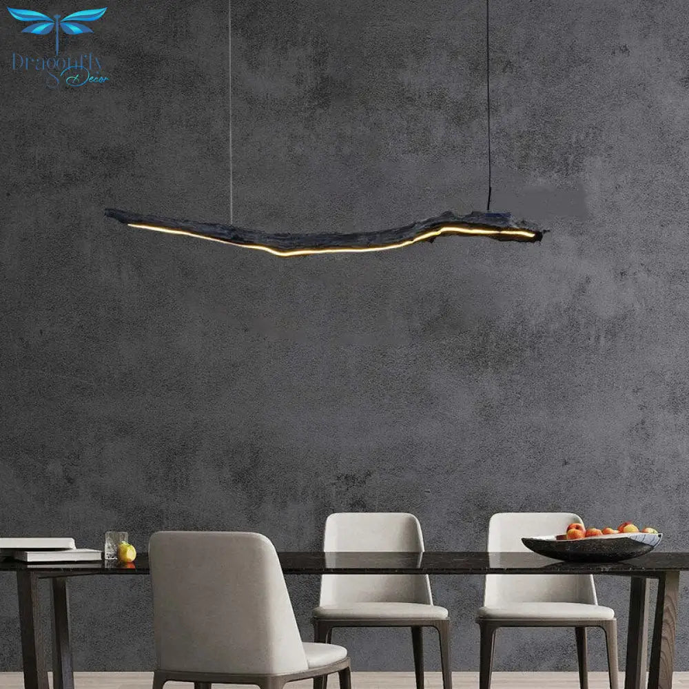 Nordic Personality Led Strip Chandelier - Black Wabi - Sabi Hanging Lamps For Restaurants Offices