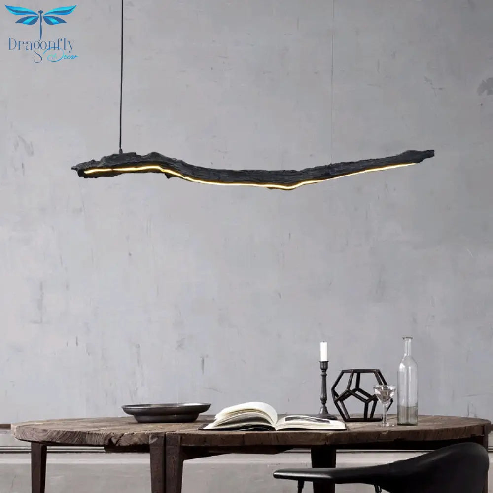 Nordic Personality Led Strip Chandelier - Black Wabi - Sabi Hanging Lamps For Restaurants Offices