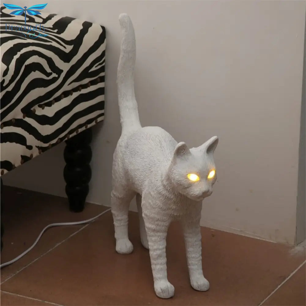 Nordic Resin Cat Table Lamps - Bedside Desk Lamp With Led Light Fixtures For Bedroom Artistic Home