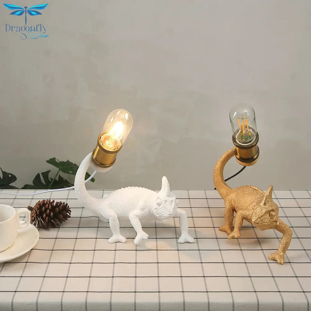 Nordic Resin Chameleon Table Lamp - Modern Led Desk Night Light For Living Room And Bedroom Decor