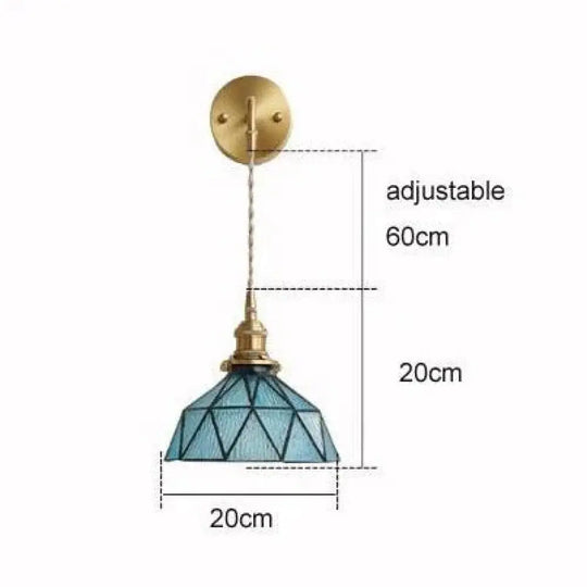 Nordic Retro Glass Copper Wall Lamp Blue Lamps