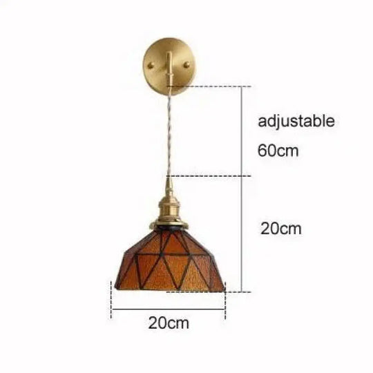 Nordic Retro Glass Copper Wall Lamp Brown Lamps