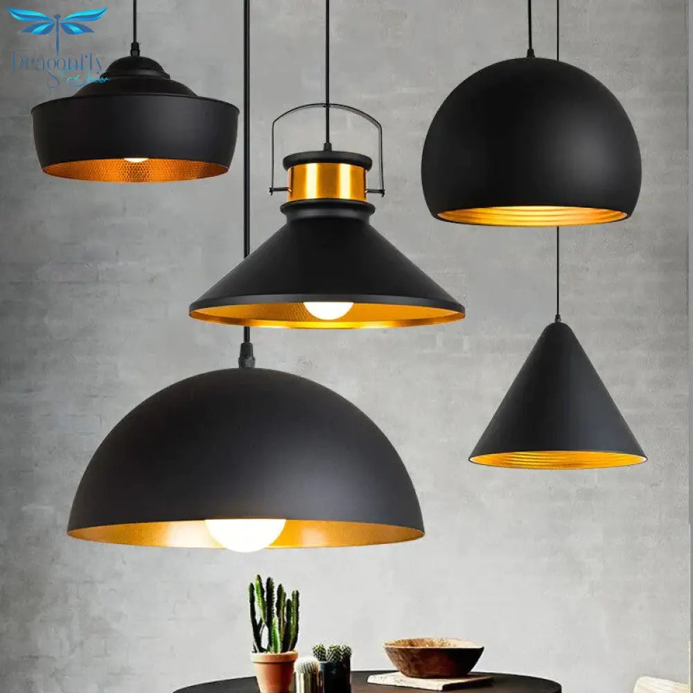 Nordic Retro Industrial Black E27 Pendant Lights Restaurant Dining Table Bar Decorative Lighting