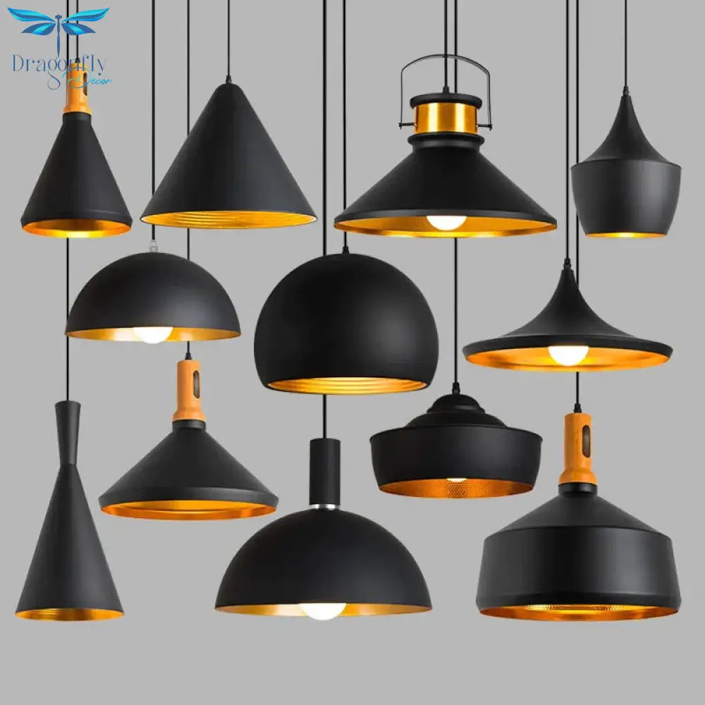 Nordic Retro Industrial Black E27 Pendant Lights Restaurant Dining Table Bar Decorative Lighting