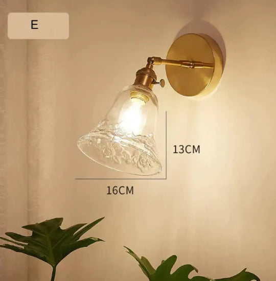 Nordic Retro Livingroom Bedroom Bedside Full Copper Wall Lamp E / No Light Bulb Copper Wall Lamps