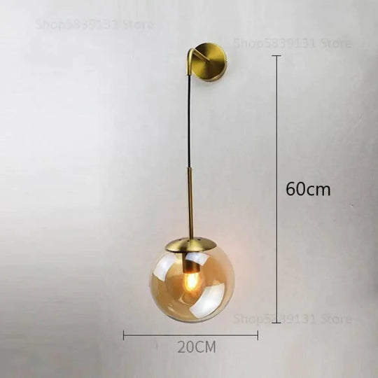 Nordic Retro Modern Glass Ball Wall Lamps For Bedside Living Room Corridor Staircase Lighting Dia