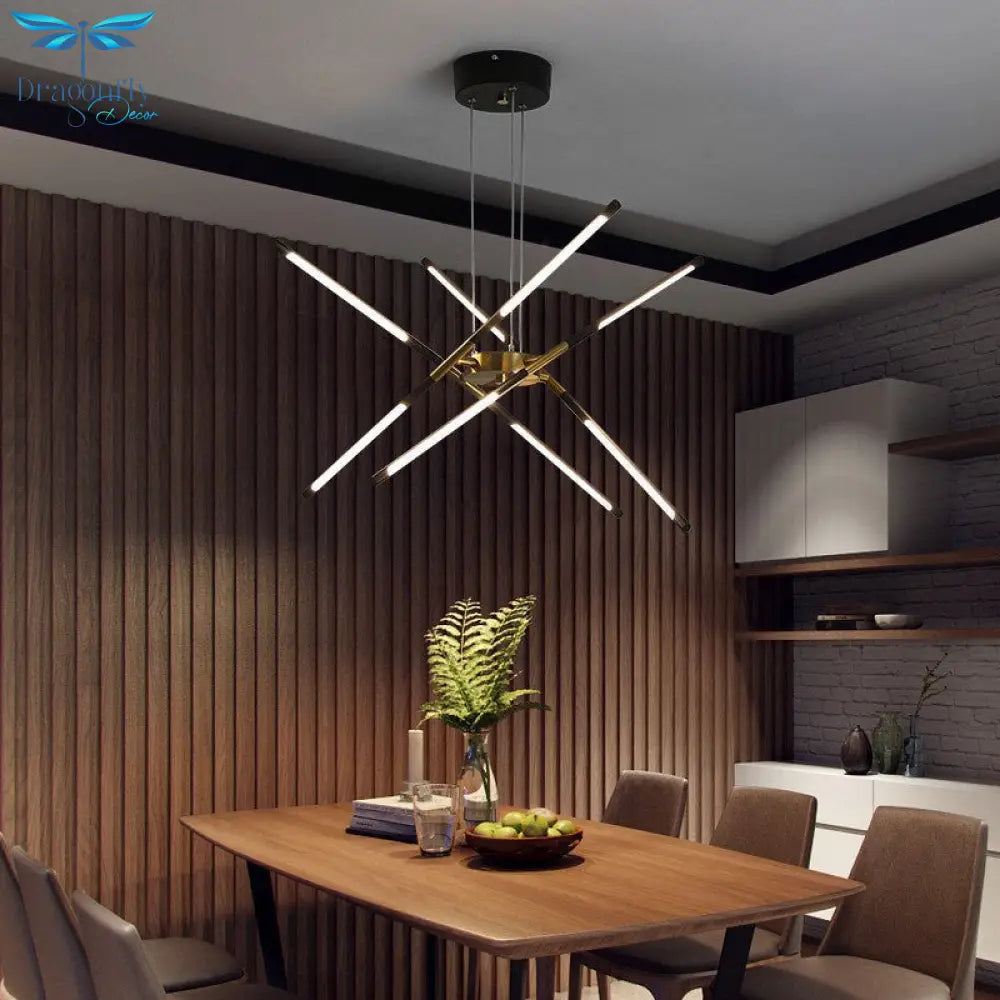 Nordic Screw Propeller Led Chandeliers For Living Dining Room Pendant Lights Iron Art Light Stick