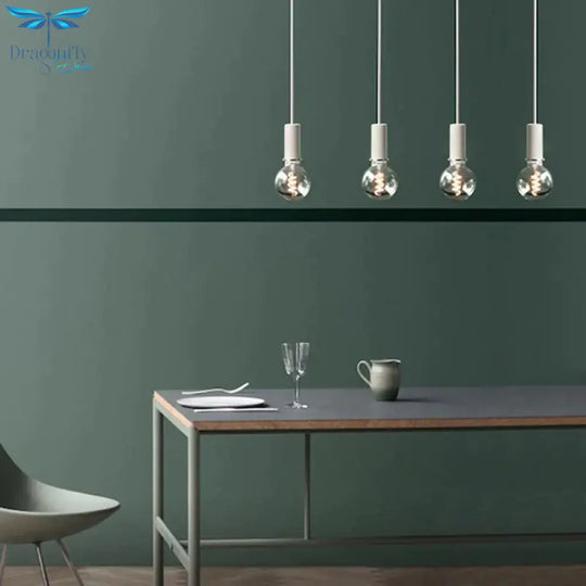 Nordic Simple Pendant Lights Suspension Aluminum Tube E27 Lamps Holder Dining Table Kitchen Bedside