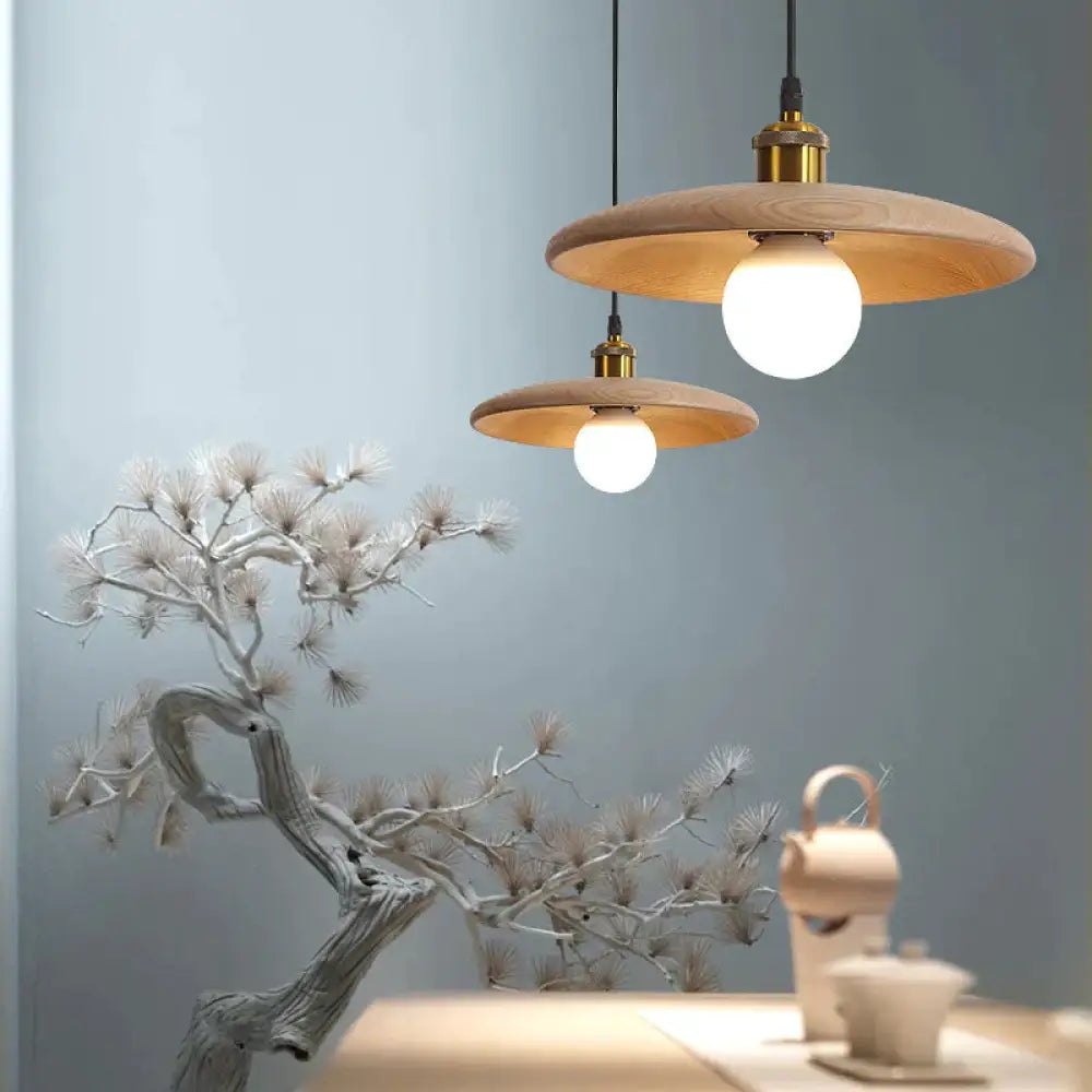 Nordic Solid Wood Lamp Restaurant Chandelier Single Head Art A / Warm Light Dia18Cm Pendant