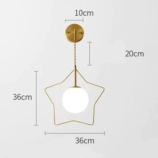 Nordic Star Wall Lamp Copper Bedroom Bedside Modern Minimalist Living Room A / Without - Light -