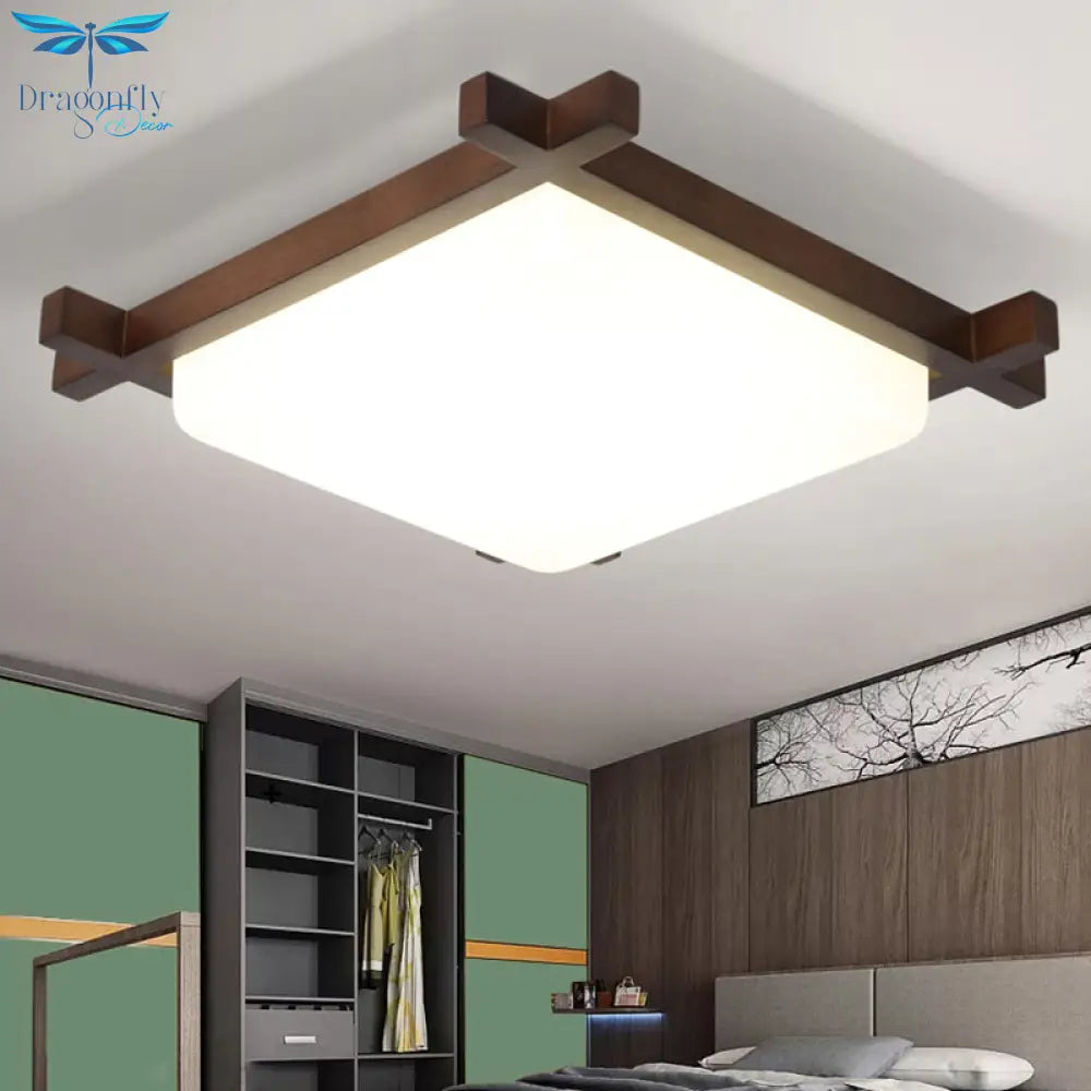 Nordic Style Square Flush Ceiling Light With Acrylic Shade And Led Ideal For Bedroom Living Room In
