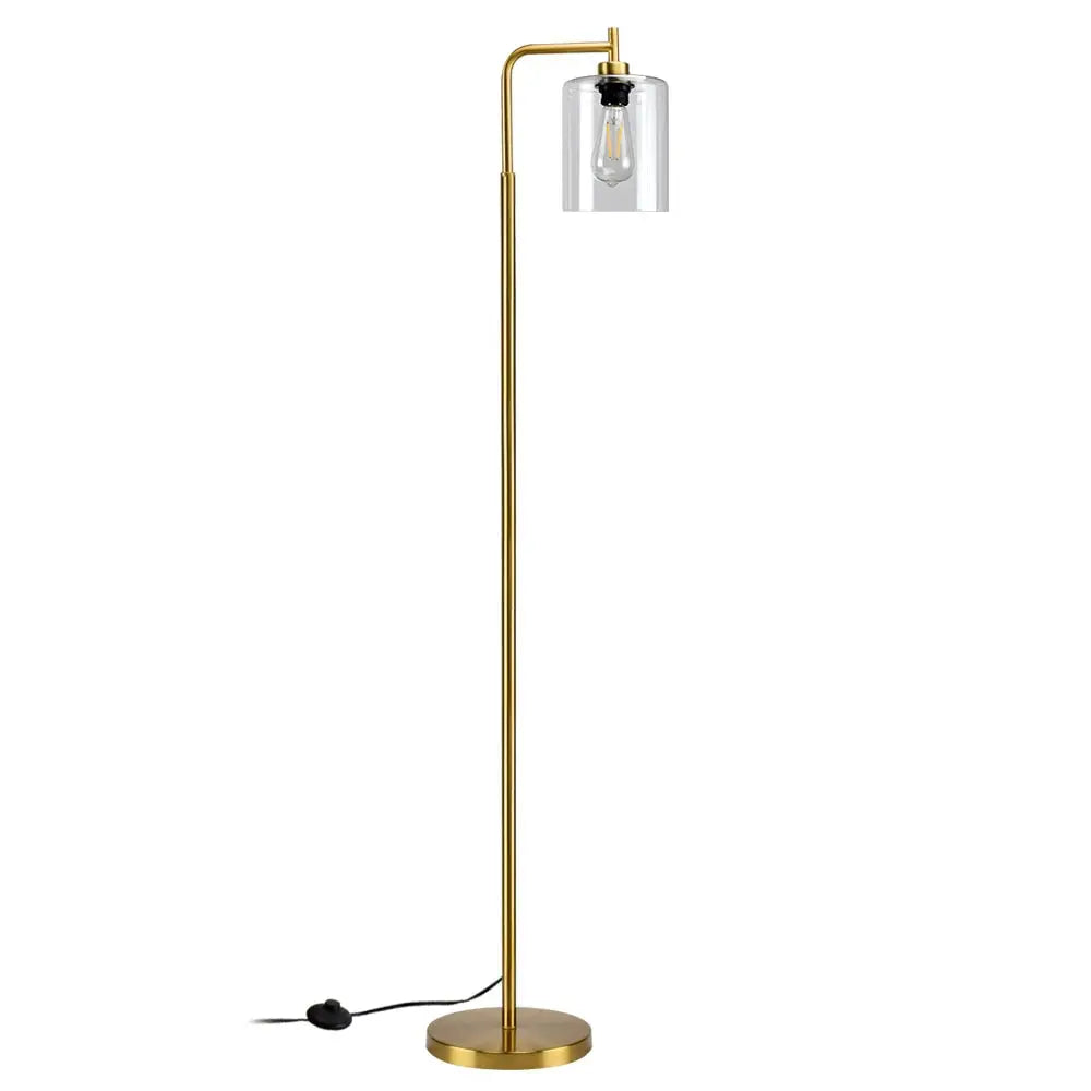 Nordic Vertical Metal Led Floor Lamp Glass Shade Brass Pole Arc Tall Lighting For Living Room